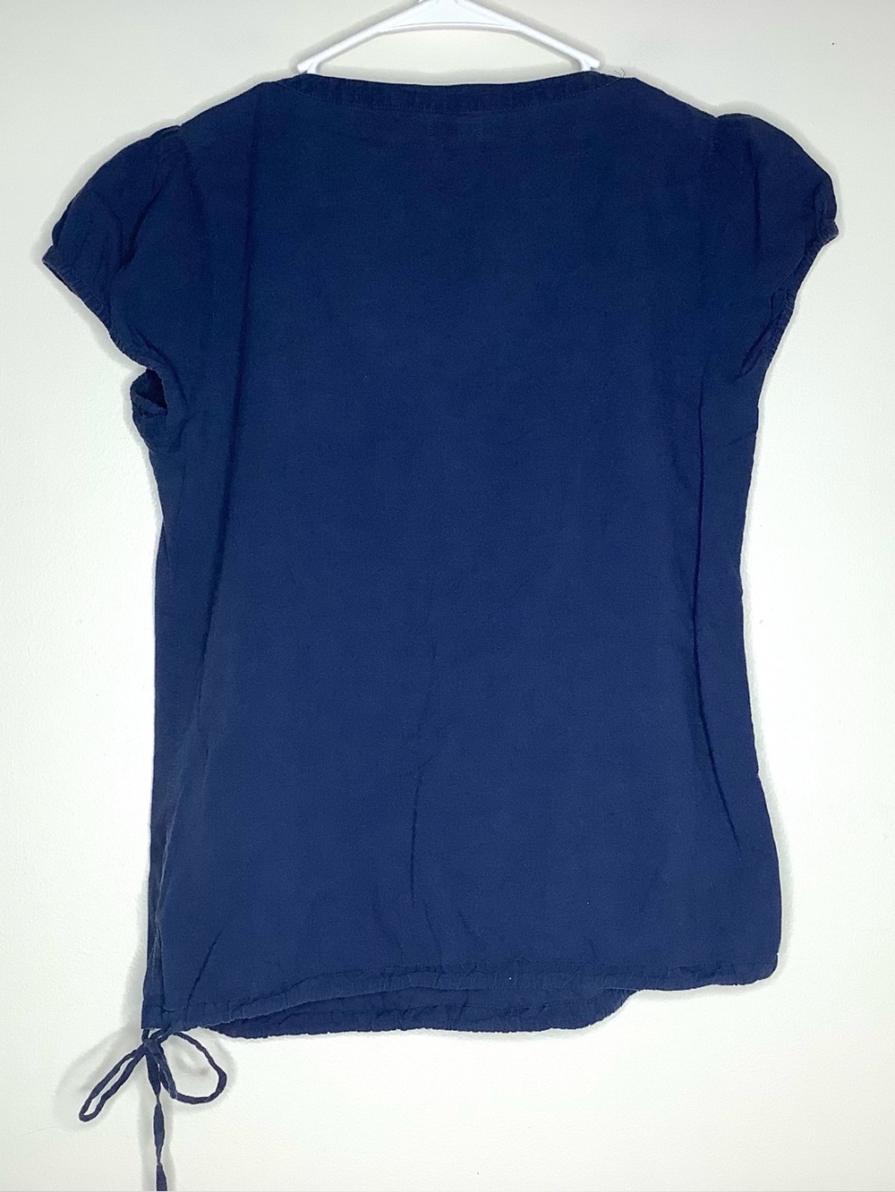 < Y2K Maurices Navy Blue Short Puff Sleeve Babydoll Blouse > - Picture 8 of 8